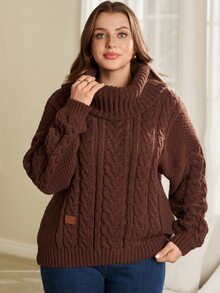 EMERY ROSE Plus Size Solid Color Pocket Long Sleeve Overcoat Casual Outerwear Fall Winter 2026 - Coffee Brown - View 4