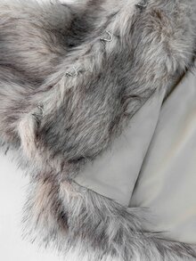 SHEIN PETITE Plush Gradient Women's Fake Fur Jacket, Cropped Style, Warm And Suitable For Autumn And Winter - Apricot - View 9