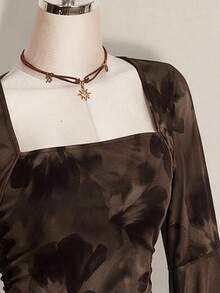 SHEIN ICON Plus Size Women's Casual Romantic Floral Print Bell Sleeve Top - Multicolor - View 6