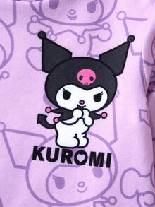 HELLO KITTY AND FRIENDS | SHEIN Young Girl Cartoon Print Long Sleeve Top And Pants Loungewear Set - Purple - View 4