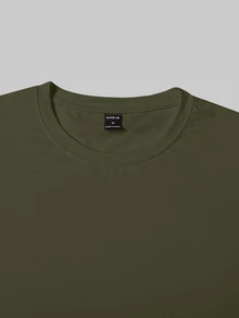 Manfinity Homme Men's Autumn Casual Versatile Solid Color Long Sleeve T-Shirt - Army Green - View 5