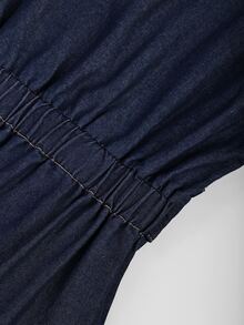GlowEve CURVE Plus Size Autumn Casual Cinched Waist Denim Dress - Dark Wash - View 3