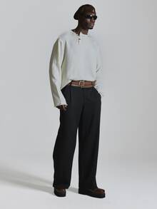 Musero Lose Fit Trousers Double Belt Detail Elasticted Back Autum Winter Essentials - Black - View 1