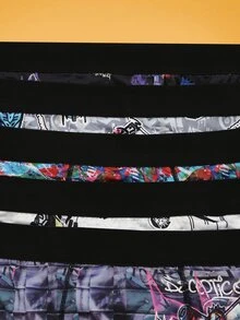Notgurli Transformers X SHEIN 5pcs Graffiti Print Men's Boxer Briefs Set - Multicolor - View 3
