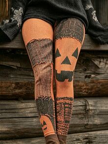 EMERY ROSE Women's High-Waisted Halloween-Print Leggings, Stylish And Comfortable, Suitable For Everyday Wear, And Also A Perfect Choice For Halloween. - Multicolor - View 1
