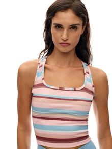 Nöista Part Of A Set, Colorful Striped Activewear Top With Inside Pads And Support. Yoga, Pilates, Barre, Fall, Winter, Casual, Sports, Gym. - Blue - View 2