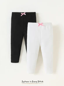 Cozy Pixies Baby Girl Knit Solid Color Fitted Casual Long Pants 2 Pieces Set - Multicolor - View 1