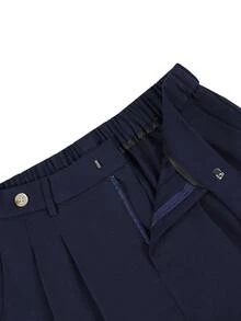 Calvornis 男士復古寬鬆休閒百搭直筒西裝長褲 - 藏蓝色 - 查看 7
