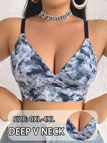 SHEIN 1pc Plus Size Tie-Dye Print Bra - Multicolor - View 4