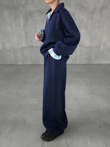 FRIFUL Women's Autumn Colorblock 2 In 1 Top & Sweatpants Set - Navy Blue - View 4