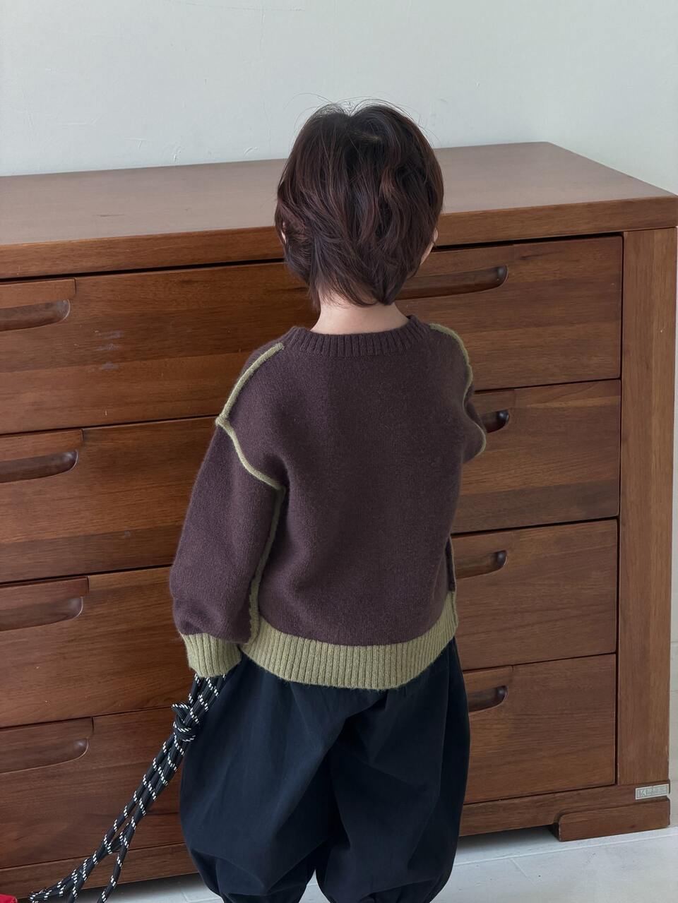 Infant (Boy) High Neck Korean Style Long Sleeve Solid Color Sweater, Autumn/Winter