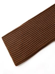 Zayélia Sweater Kerah Tegak Kasual Wanita dengan Dekorasi Bunga 3D, Musim Gugur/Dingin - Coklat - View 5
