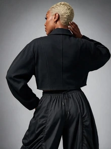 SHEIN Lunessa Mantel Pendek Hitam Wanita - Hitam - View 2