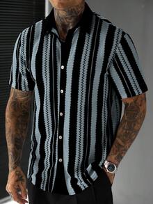 SLATEMANN Men's Striped Colorblock Casual Everyday T-Shirt - Multicolor - View 3
