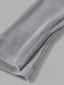 SHEIN Tween女孩 2件式純色粉色連帽上衣與長褲套裝，休閒百搭，適合春秋日常穿著 - 灰色 - 查看 5