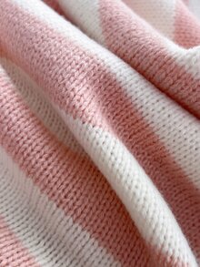 Elamini Minimalist Casual Women's Autumn/Winter Pink And White Light Pink Collared Long Sleeve Loose Knit Sweater And Pants 2 Pieces Set Lounge - Pink - View 7