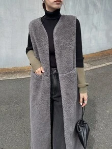 FRIFUL Women's Solid Color Casual Versatile Daily Overcoat - Grey - View 6