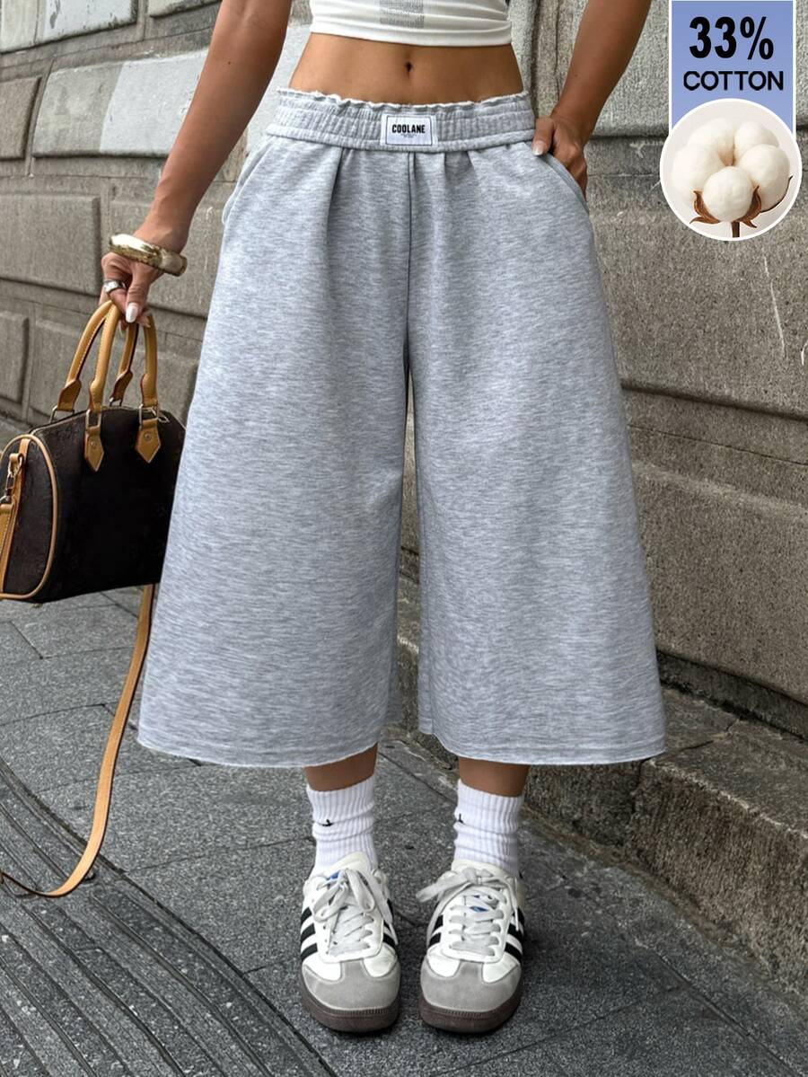 Coolane 女款四季街頭風運動休閒外出居家運動服 翻領長褲 灰色毛衣短褲 適合健身、跑步、運動 33%棉 舒適 - 灰色 - 查看 1