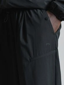 Musero Celana Jogger Minimalis Bergaya Sporty Model Barrel Leg untuk Musim Semi dan Musim Panas, Pakaian Olahraga Aktif. - Hitam - View 5
