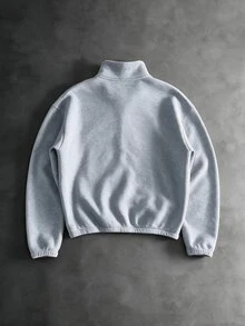 PAVTROS Men's Half-Zip Patchwork Elastic Cuff Short Sweatshirt - Grey - View 6