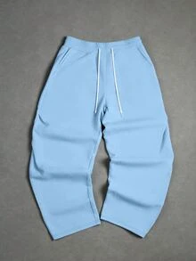 Major Grit Men's Casual Versatile Solid Color Sweatpants - Blue - View 8