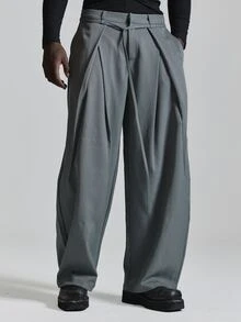Musero Cross Front Tailored Trousers In Grained Tailored Fabric Barrell Leg Shape Autum Winter Essentials - Grey - View 1