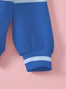 THE POWERPUFF GIRLS X SHEIN 大尺碼女款標語條紋圓領長袖休閒衛衣 秋季 - 白色 - 查看 5