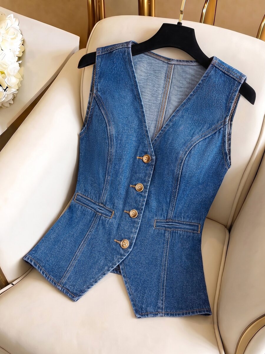 GlowEve Women's Casual Denim Vest Jacket