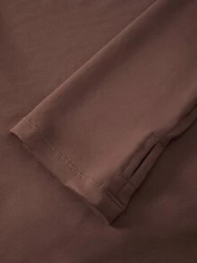 SHEIN Velisys Solid Color Halter Neck Cropped 2 In 1 Sports T-Shirt - Brown - View 7