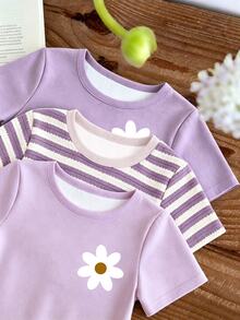 3PCS Baby Girls Tops - White - View 3