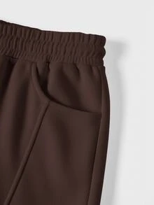EASEVO Men's Spring/Autumn Casual Plus Size Sweatpants, Solid Dark Gray, No Print, Back Pockets Halloween Winter Party Autumn - Coffee Brown - View 6