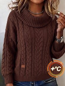 EMERY ROSE Plus Size Solid Color Pocket Long Sleeve Overcoat Casual Outerwear Fall Winter 2026 - Coffee Brown - View 1