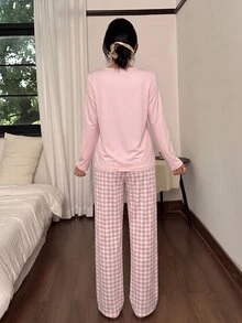 Dream Adore Women's Cartoon Print Long Sleeve Long Pants Pajama Set - Multicolor - View 2