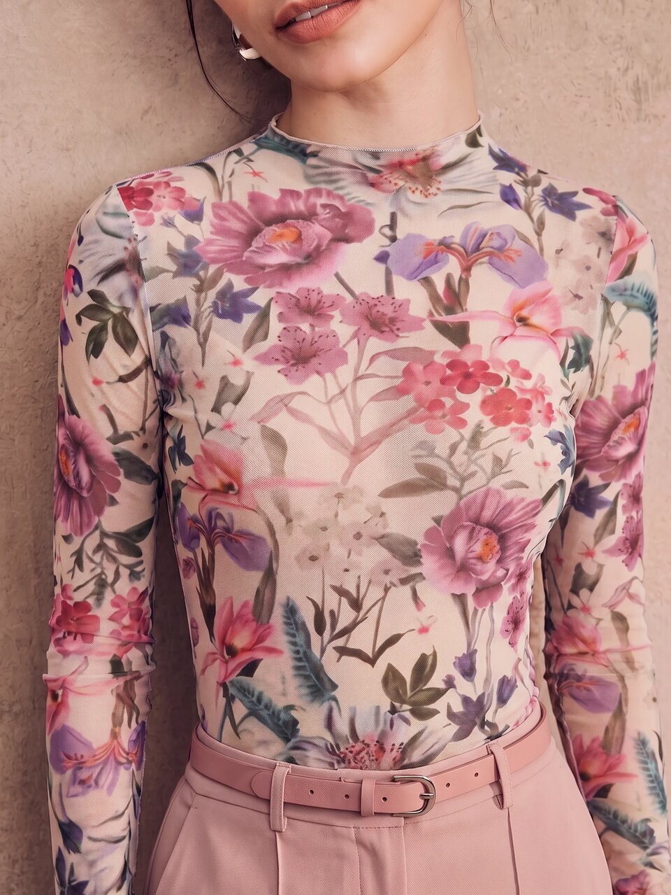 Anewsta Spring/Summer New Elegant Fashion Casual Party Holiday Outing Elastic Slim Fit Printed Base Layer Women's T-Shirt