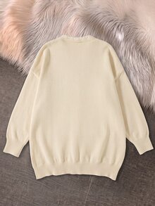 Rusticease Plus Size Women's Autumn/Winter Button Front Long Sleeve Knit Cardigan - Apricot - View 6