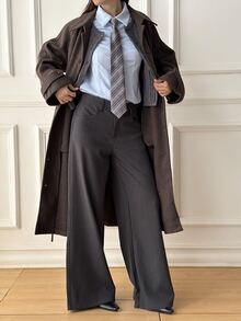DAZY Women's Vintage Button Pocket Long Sleeve Overcoat - Brown - View 5