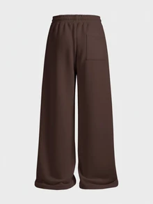 EASEVO Men's Spring/Autumn Casual Plus Size Sweatpants, Solid Dark Gray, No Print, Back Pockets Halloween Winter Party Autumn - Coffee Brown - View 8