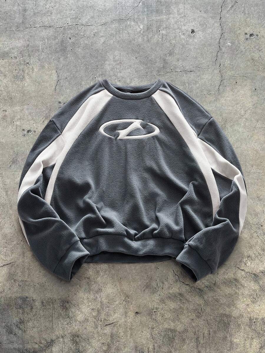 COMVAIL Men's Plus Size Casual Streetwear Loose Dark Grey Knit Long Sleeve Pullover Sweatshirt Club Rave Autumn Autumn Winter Halloween - Multicolor - View 1