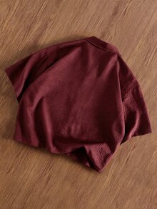 Manfinity Hypemode Men's Summer Casual Solid Color Short Sleeve Shirt - Red - View 2