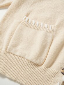 Rusticease Plus Size Women's Autumn/Winter Button Front Long Sleeve Knit Cardigan - Apricot - View 5