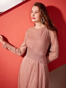 MOTF Tall WOMEN'S TALL AUTUMN/WINTER PARTY LONG SLEEVE DRESS - Pink - View 2