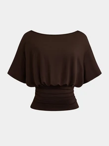 Sweetra Plus Size Early Autumn Backless Metal Detail T-Shirt And Long Pants Casual 2 Pieces Set - Coffee Brown - View 6