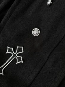 Sunspun Mantel Kancing Bordir Aplikasi Desainer Ukuran Besar untuk Halloween - Hitam - View 4