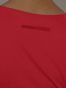 Musera Sport 前包領 V 領雙層長袖運動上衣，適合健身房、皮拉提斯、運動健身、日常休閒穿搭 - 紅色 - 查看 6