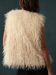 Bohemela Women's Solid Color Plush Fashion Versatile Vest Jacket - Apricot - View 7