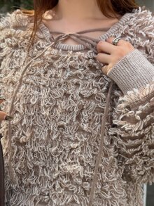FRIFUL Women's Autumn Special Knit Tie-Front Sweater - Apricot - View 8