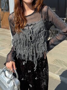 FRIFUL Women's Solid Color Casual Versatile Daily Wear Knit Camisole Vest - Grey - View 6