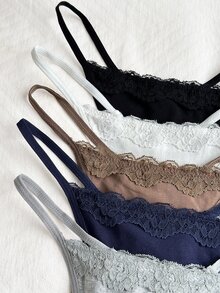 Napfluff Women's Lace Patchwork Thong Panties 5pcs/Pack - Multicolor - View 6