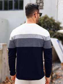 Manfinity Homme Men's Colorblock Casual Daily Long Sleeve Sweater - Multicolor - View 2