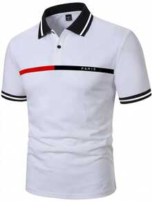 Manfinity Homme Men's Plus Size Colorblock Patchwork Polo Shirt - White - View 3